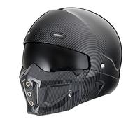 Woljay Casque Visage Ouvert Casque intégral du Visage Casques modulaires Moto pour Unisex-Adulte Rue vélo croiseur Trottinette Approuvé par Le Dot/ECE (Gloss Carbon Fiber,L)