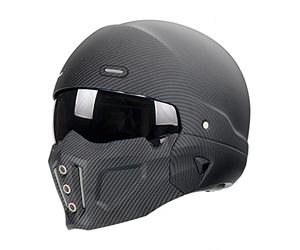 Woljay Casque Visage Ouvert Casque intégral du Visage Casques modulaires Moto pour Unisex-Adulte Rue vélo croiseur Trottinette Approuvé par Le Dot/ECE (Matte Carbon Fiber,M)