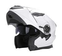 Woljay Casques modulables Casque Intégral Casque de Moto Double visière (Verre Blanc, XXL)