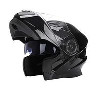 Woljay Casques modulables Casque Intégral Casque de Moto Double visière (Verre Noir, M)