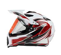 Woljay Casques motocross Casque sport moto sport double sport Saleté Bicyclette VTT et UTV Certifié DOT Blanc + Rouge (M)