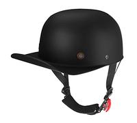 Woljay Rétro Casque de Moto Ouvert Casquette Style de Base-Ball Demi-Casques Casque Jet pour Scooter Cap Street Cruiser Jet - Dot (Large, Noir Mat)