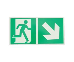 wolk Fluchtwegschild Alu B300xH150 mm Sortie de secours à gauche avec flèche vers bas à droite Quantité:1