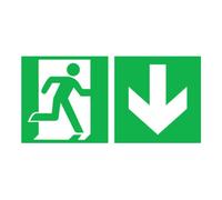 wolk SafetyMarking Panneau de sortie de secours film B400xH200 mm sortie droite avec flèche vers le bas Quantité:1
