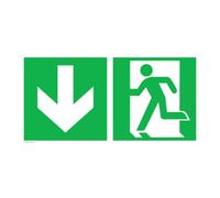 wolk SafetyMarking Panneau de sortie de secours film B400xH200 mm sortie gauche avec flèche vers le bas Quantité:1