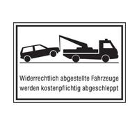 wolk SafetyMarking Panneau interdiction de stationner Alu L400xH250 mm Véhicules stationnés sans autorisation Quantité:1