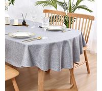 Wolkemer Grande nappe ovale en faux lin robuste infroissable de style rustique pour décoration de table de cuisine, salle à manger, intérieur et extérieur, 152,4 x 304,8 cm, gris