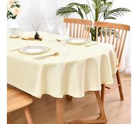 Wolkemer Nappe Ovale 152,4 x 213,4 cm en Tissu Lavable Ivoire uni pour Salle à Manger, Mariage, fête, Banquet, décoration de Table
