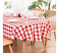 Wolkemer Nappe ovale à carreaux de style rustique en tissu à carreaux rouge et blanc pour salle à manger, cuisine, tables de fête, 152,4 x 213,4 cm