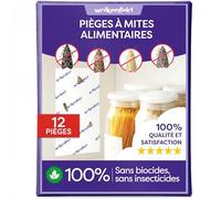 Wolkenfeld Piège à Mites Alimentaires - Système de Surveillance à Phéromone - Anti Mites Alimentaires pour Cuisine et Placard - 100% Naturel, Sans Spray ni Biocides - Fabriqué en Allemagne - 12 Pièges
