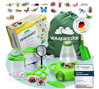 WOLKENGLÜCK® Kit de recherche pour enfants [à partir de 3 ans] - Grand kit d'exploration pour les insectes et les naturalistes curieux - Avec loupes à tasses, flûtes à insectes, modèles d'insectes et