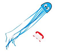 Wolkenstürmer - cerf-volant coloré pour enfants- Mini Octopus - Bleu - Cerf-volant à 1 ligne - Avec Tiges - Cerf-volant à partir de 3 ans - Avec sac de rangement pratique