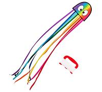 Wolkenstürmer - Cerf-volant coloré pour enfants- Mini Octopus - Arc-en-ciel - Cerf-volant à 1 ligne - Avec Tiges - Cerf-volant à partir de 3 ans - Avec sac de rangement pratique