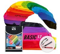Wolkenstürmer Paraflex Basic 1.7 Rainbow - Aile de Traction, Arc-en-Ciel - Prêt a Voler cerf-Volant 2 Lignes pour débutants et Enfants à partir de 8 Ans - Aile de Kitesurf - Voile de Traction