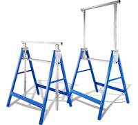 Wolketon 2x tréteaux de travail métalliques jusqu'à 250 kg/paire tréteaux pliants tréteaux de support tréteaux réglables en hauteur de 80-130cm, avec sécurité anti-glissement