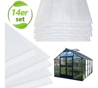 Wolketon Plaques alvéolaires pour serre de jardin Plaques de remplacement 14x Polycarbonate double paroi (60.5 x 121cm) 4mm | 10,25 m2