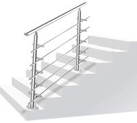 Wolketon Rampe en acier inoxydable avec/sans entretoises pour escaliers intérieurs et extérieurs, balcons (160cm, 5 entretoises)