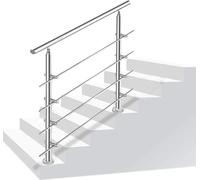 Wolketon Rampe en acier inoxydable avec/sans entretoises pour escaliers intérieurs et extérieurs, balcons (160cm, 4 entretoises)