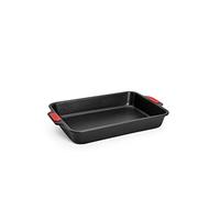 Woll Bakeware Moule rectangulaire 33 x 23 cm avec poignées en silicone résistantes à la chaleur jusqu'à 230 °C Sans PFAS Revêtement antiadhésif double couche en acier aluminisé Noir