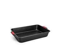 Woll Bakeware Moule rectangulaire 38 x 26 cm avec poignées en silicone résistantes à la chaleur jusqu'à 230 °C Sans PFAS Revêtement antiadhésif double couche en acier aluminisé Noir