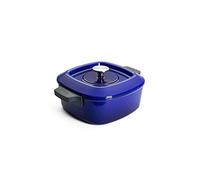 WOLL Casserole carrée en fonte Iron 24 x 24 cm bleue avec couvercle et poignées en silicone - Fonte émaillée, couvercle auto-humidifiant, convient à l'induction et au four, pour tous les types de