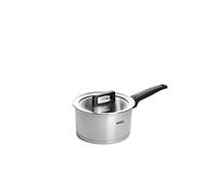 Woll Concept 918NC Casserole en Acier Inoxydable pour plaques à Induction, ø 18 cm, Hauteur 10 cm, 2,5 l avec Couvercle en Verre dans Coffret