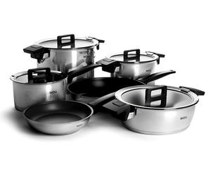 WOLL - Concept ensemble casseroles & poêles 10 pièces en acier inoxydable - induction - tous feux - compatible four jusqu’à 200 °C - batterie complète, coloris argent