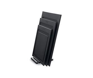 Woll Cut & Serve Lot de 4 planches à découper avec support, en papier composite certifié FSC, sans BPA et COV, résistantes à la chaleur jusqu'à 175 °C, passent au lave-vaisselle, noir mat