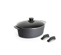 Woll « Diamond Lite » Cocotte ovale avec couvercle en verre 31 x 26 cm, hauteur 11 cm, volume 6 l, convient pour l'induction