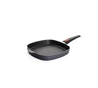 Woll Diamond Lite - Poêle grill carrée avec rainures - 28 x 28 cm - Hauteur : 4 cm - Avec manche amovible - Convient pour vitrocéramique, gaz, électrique, halogène - Non compatible avec induction -