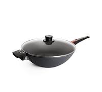 Woll Diamond Lite Wok et poêle mélangeur, avec Couvercle en Verre, diamètre : 34 cm, Hauteur : 11 cm, avec Manche Amovible, Convient pour vitrocéramique, gaz, électrique, halogène, ne Convient Pas à