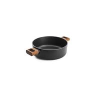 Woll Eco Logic QXR Casserole ronde avec 2 poignées latérales en bois - Inductive, Ø 24 cm, hauteur 8 cm - Convient pour tous les types de cuisinières, sans PFAS, revêtement anti-adhésif, fonte
