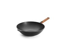 Woll Eco Logic QXR Poêle wok et mélangeur, inductive, diamètre : 32 cm, hauteur : 10 cm, avec manche en bois amovible durable, convient pour tous les types de feux, sans PFAS, revêtement anti-adhésif