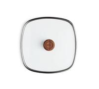 Woll Logic Couvercle carré en verre de sécurité avec bouton en bois 28 x 28 cm