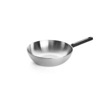 Woll Logic Steel Wok et mélangeur inductif, diamètre 30 cm, hauteur 10 cm, avec manche amovible, convient pour tous les types de feux, sans PFAS