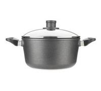 WOLL NOWO TITANIUM MARMITE EN FONTE AVEC 2 POIGNÉES LATÉRALES ET COUVERCLE EN VERRE DE SÉCURITÉ 24 CM NOIR Noir G