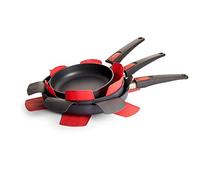 Woll pPSET1 pfannenschutz lot de 3 pièces de 35 cm de diamètre et 1 diamètre : 40 cm-rouge/gris