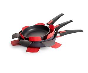 Woll pPSET1 pfannenschutz lot de 3 pièces de 35 cm de diamètre et 1 diamètre : 40 cm-rouge/gris