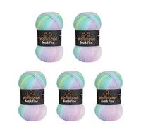 Wollbiene Batik Fine Lot de 5 pelotes de laine de 100 g pour tricot et crochet (500 g) Multicolore Avec dégradé de couleurs Couleur (2010 vert rose blanc pastel)