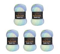 Wollbiene Batik Fine Lot de 5 pelotes de laine de 100 g pour tricot et crochet (500 g) Multicolore Avec dégradé de couleurs Couleur (5010 bleu vert aqua)