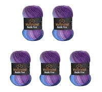 Wollbiene Batik Fine Lot de 5 pelotes de laine de 100 g pour tricot et crochet (500 g) Multicolore Avec dégradé de couleurs Couleur (5900 violet baie bleu)