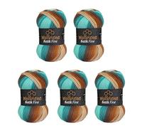 Wollbiene Batik Fine Lot de 5 pelotes de laine de 100 g pour tricot et crochet (500 g) Multicolore Avec dégradé de couleurs Couleur (1520 marron menthe blanc)