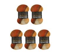 Moonlight Glitter Batik Simli Lot de 5 pelotes de laine à tricoter 100 g (500 g) - 20% laine métallisée - Laine turque en dégradé de couleurs - Laine à paillettes (2800 marron, terre cuite, beige)