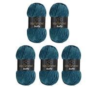 Wollbiene Softy - Super Bulky - Lot de 5 pelotes de laine à tricoter - 100 g - Pour crochet et crochet - 500 g au total - Bleu pétrole 36