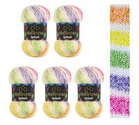Wollbiene Splash Batik Lot de 5 pelotes de 100 g chacune, 500 g, avec dégradé de couleurs anti-boulochage, multicolores pour toutes les saisons, convient pour toute l'année (7000)