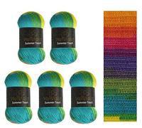 Wollbiene Summer Touch Batik 5 x 100 g de laine multicolore avec dégradé de couleur, 500 g de laine mercerisée en microfibre acrylique (504 arc-en-ciel)