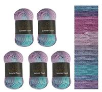 Wollbiene Summer Touch Batik Lot de 5 pelotes de laine multicolore avec dégradé de couleur, 500 g de laine mercerisée en microfibre acrylique (507 turquoise violet)
