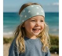 Wollhuhn Bandeau élastique écologique Mini pour enfant - Fabrication allemande - En coton confortable (KU 48-52) (fleurs bleu/blanc)