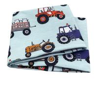 Wollhuhn Bandeau élastique écologique pour enfants/garçons/filles - Confortable - Double couche - Jersey ou polaire - Nombreux motifs - 21215152 (tracteur bleu clair)