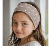 Wollhuhn Bandeau élastique écologique pour enfants/garçons/filles - Confortable - Double couche - Plusieurs motifs (pois taupe/blanc)